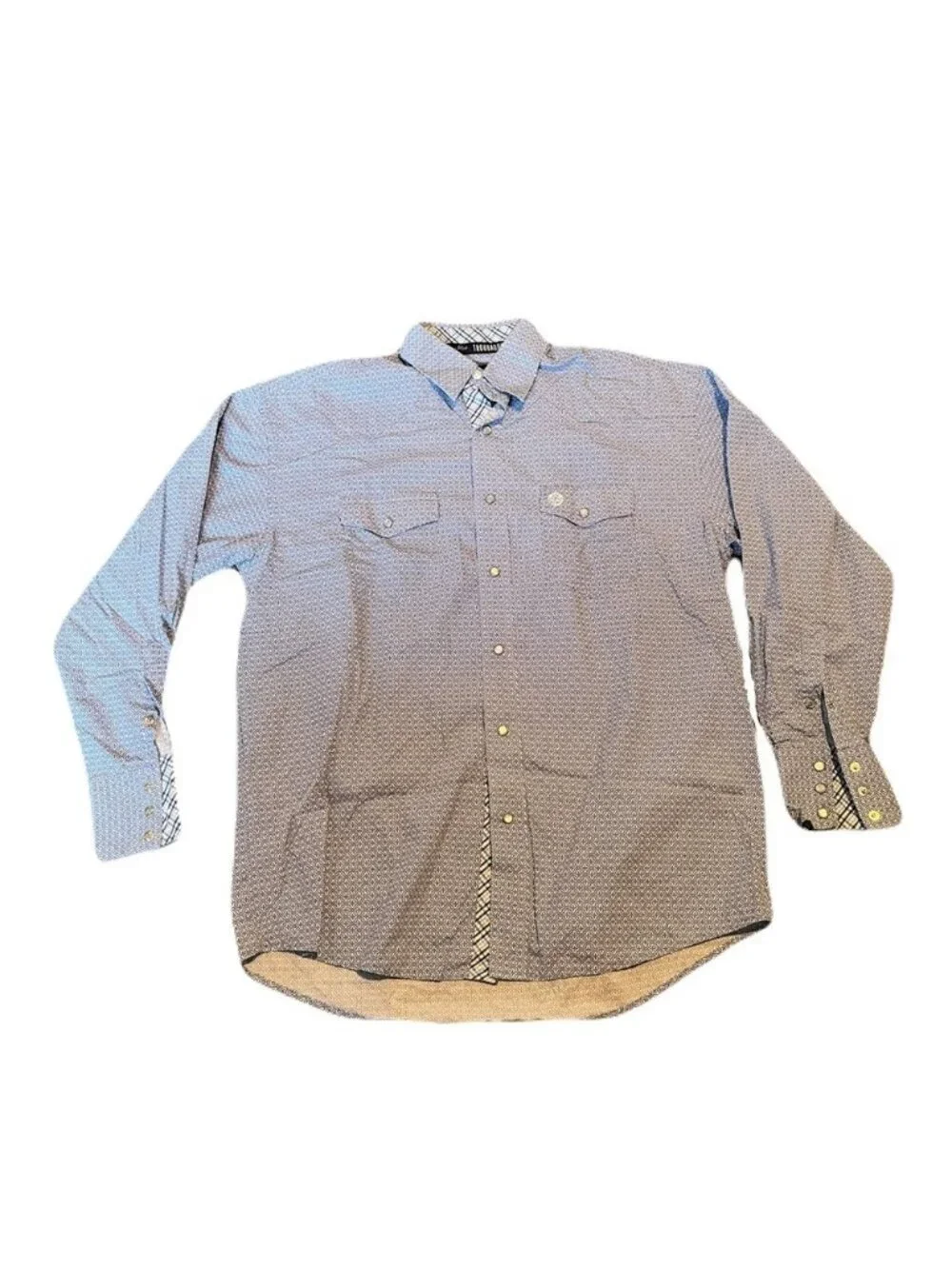 Wrangler George Strait Troubador XL Blue Geometric Pattern Pearl Snap Western